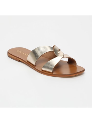 CALANK Leder-Pantoletten in Gold