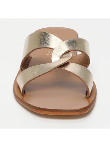 CALANK Leder-Pantoletten in Gold