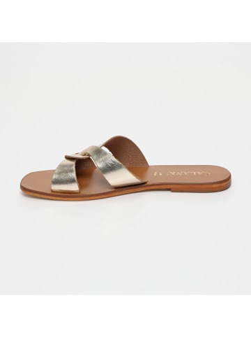 CALANK Leder-Pantoletten in Gold