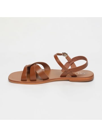 CALANK Leder-Sandalen in Hellbraun