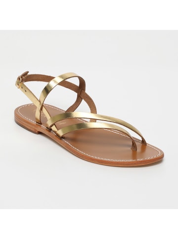 CALANK Leder-Zehensandalen in Gold