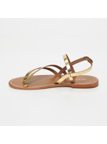 CALANK Leder-Zehensandalen in Gold