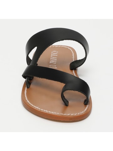 CALANK Leren teenslippers zwart