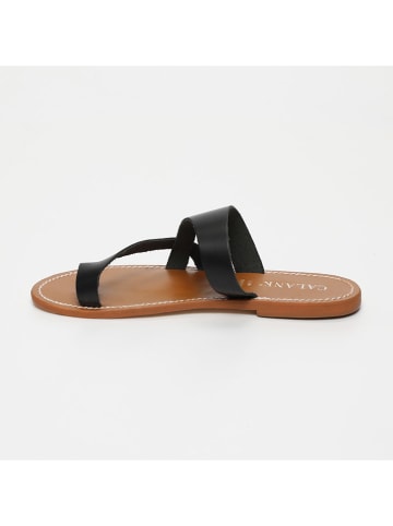 CALANK Leren teenslippers zwart