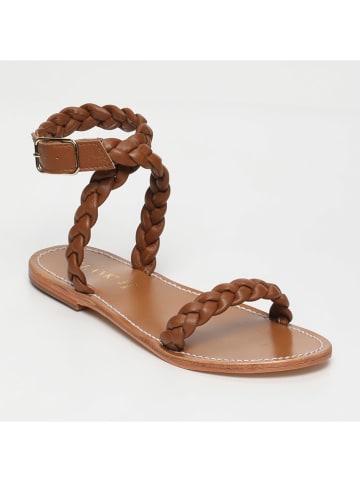 CALANK Leder-Sandalen in Hellbraun