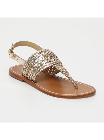 CALANK Leren teensandalen goudkleurig