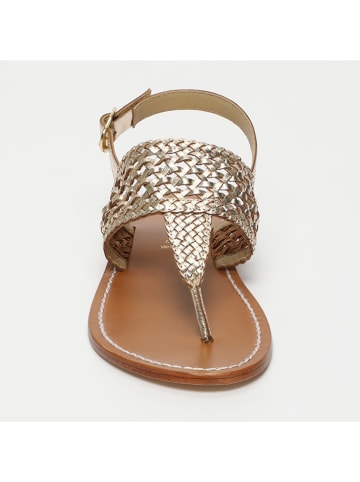 CALANK Leren teensandalen goudkleurig