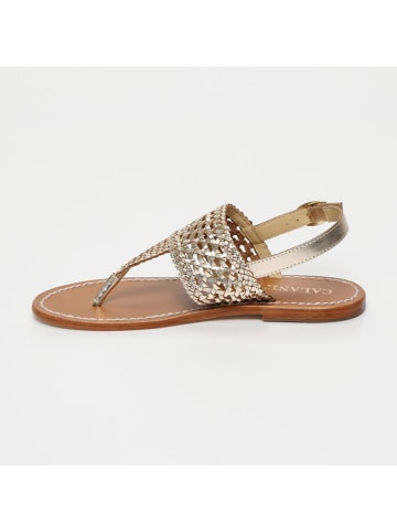 CALANK Leren teensandalen goudkleurig