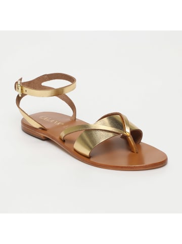 CALANK Leder-Zehensandalen in Gold