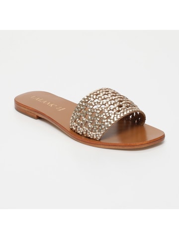 CALANK Leder-Pantoletten in Gold