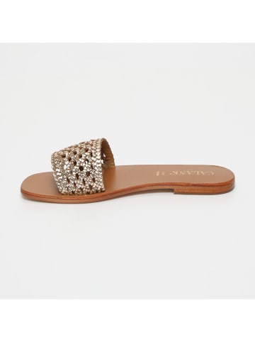 CALANK Leder-Pantoletten in Gold