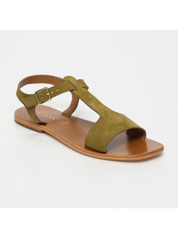 CALANK Leder-Sandalen in Khaki