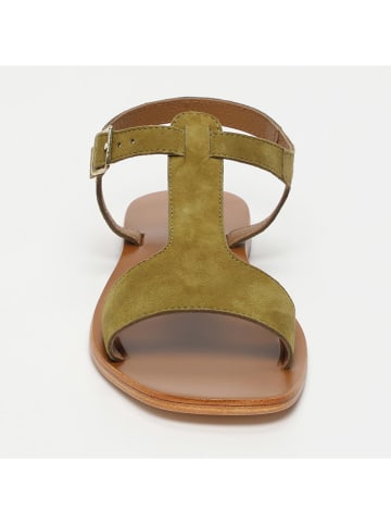 CALANK Leder-Sandalen in Khaki