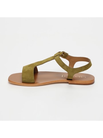 CALANK Leder-Sandalen in Khaki