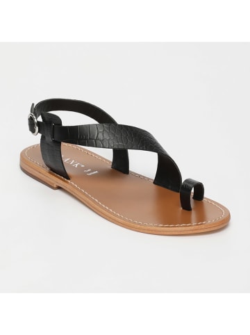 CALANK Leren teensandalen zwart