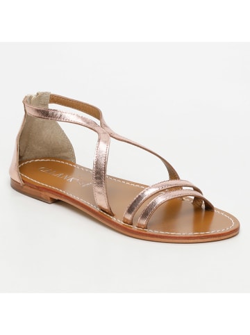 CALANK Leder-Sandalen in Rosegold
