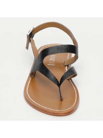 CALANK Leder-Zehensandalen in Schwarz