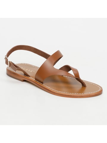 CALANK Leder-Zehensandalen in Hellbraun