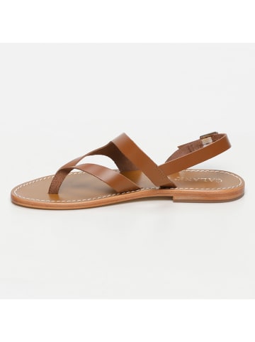 CALANK Leder-Zehensandalen in Hellbraun