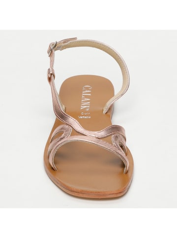 CALANK Leder-Sandalen in Rosegold