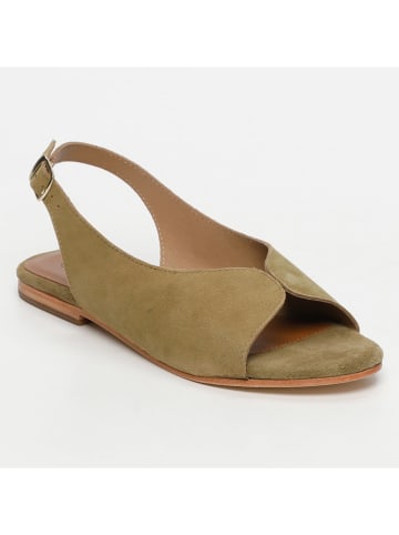 CALANK Leder-Sandalen in Khaki