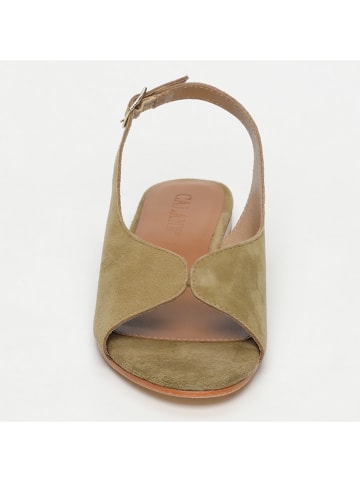 CALANK Leder-Sandalen in Khaki
