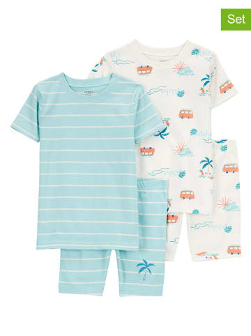 carter's 2er-Set: Pyjamas in Weiß/ Hellblau