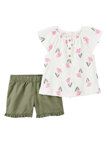 carter's 2tlg. Outfit in Weiß/ Khaki