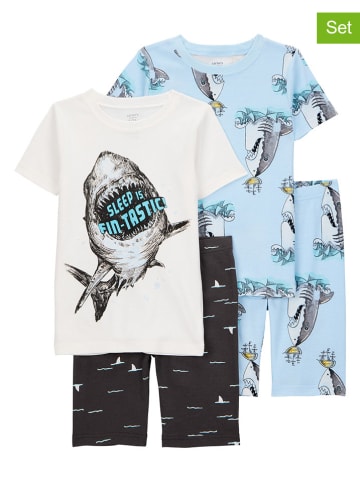 carter's 2er-Set: Pyjamas in Hellblau/ Weiß