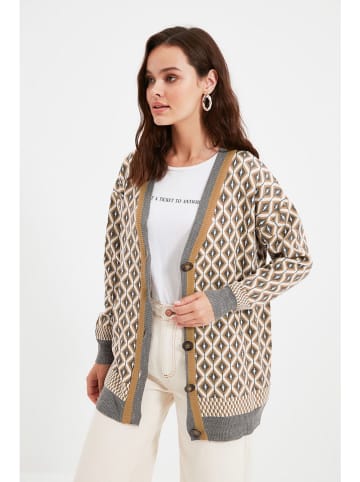 trendyol Cardigan in Beige/ Grau/ Weiß