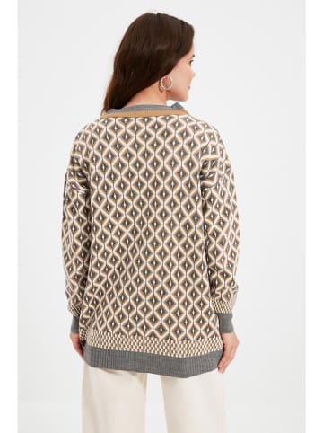 trendyol Cardigan in Beige/ Grau/ Weiß