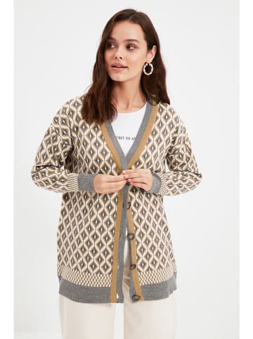 trendyol Cardigan in Beige/ Grau/ Weiß