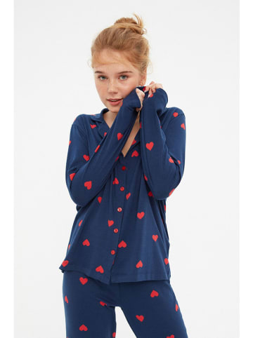 trendyol Pyjama in Dunkelblau/ Rot