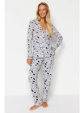 trendyol Pyjama grijs/wit/zwart