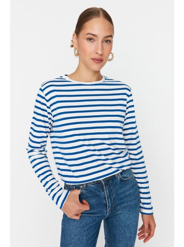 trendyol Longsleeve in Blau/ Weiß