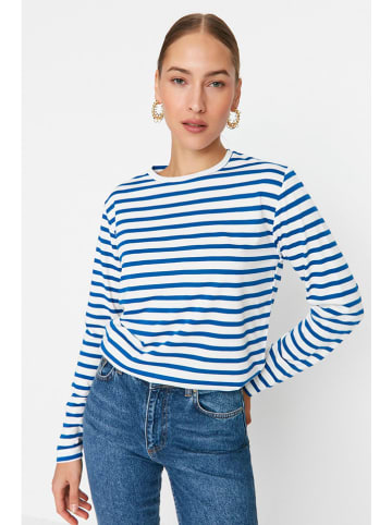 trendyol Longsleeve in Blau/ Weiß