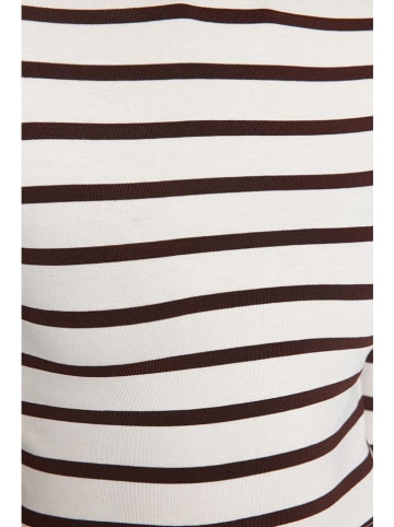 trendyol Longsleeve in Creme/ Dunkelbraun