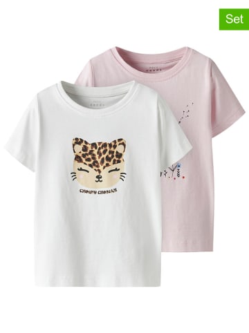name it 2er Set: Shirts "Vanaya" in Weiß/ Rosa