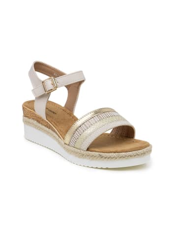 Foreverfolie Keilsandaletten in Beige/ Gold