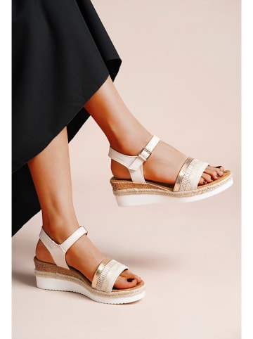Foreverfolie Keilsandaletten in Beige/ Gold