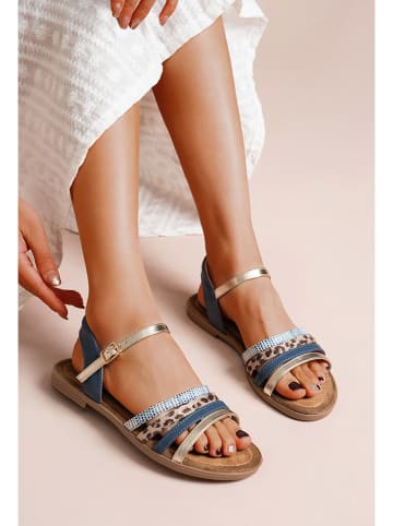 Foreverfolie Sandalen blauw/goudkleurig