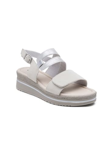 Foreverfolie Keilsandaletten in Creme/ Silber