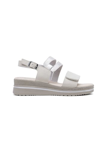 Foreverfolie Keilsandaletten in Creme/ Silber