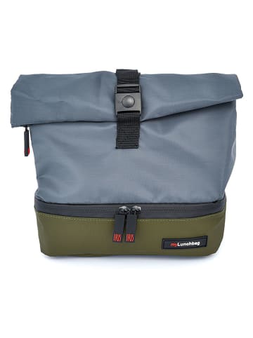 IRIS Isolier-Lunchtasche in Blau/ Oliv - (B)23 x (H)31x (T)16 cm