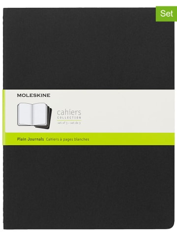 Moleskine 3er-Set: Blanko Notizbücher ''Cahier'' in Schwarz - (B)21,6 x (H)27,9 cm
