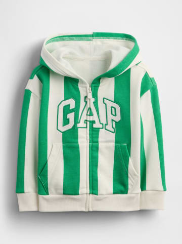 GAP Sweatjacke in Grün/ Creme