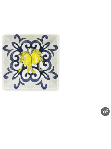 Trendy Kitchen by EXCÉLSA 6er-Set: Schalen "Amalfi" in Creme/ Dunkelblau/ Gelb - (B)13 x (H)5 x (T)13 cm