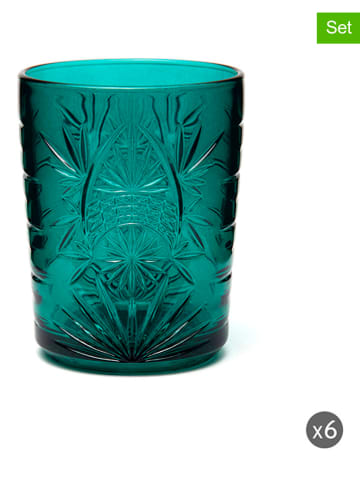 Trendy Kitchen by EXCÉLSA 6er-Set: Gläser ''Color Tumbler'' in Petrol - 350 ml