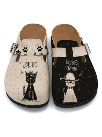 Calceo Clogs in Beige/ Schwarz