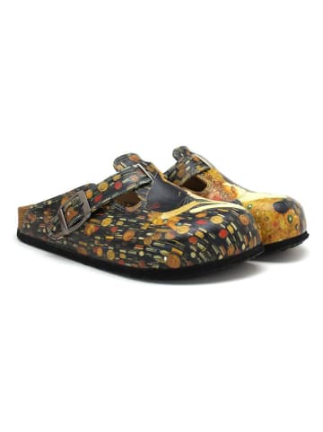 Calceo Clogs in Schwarz/ Hellbraun